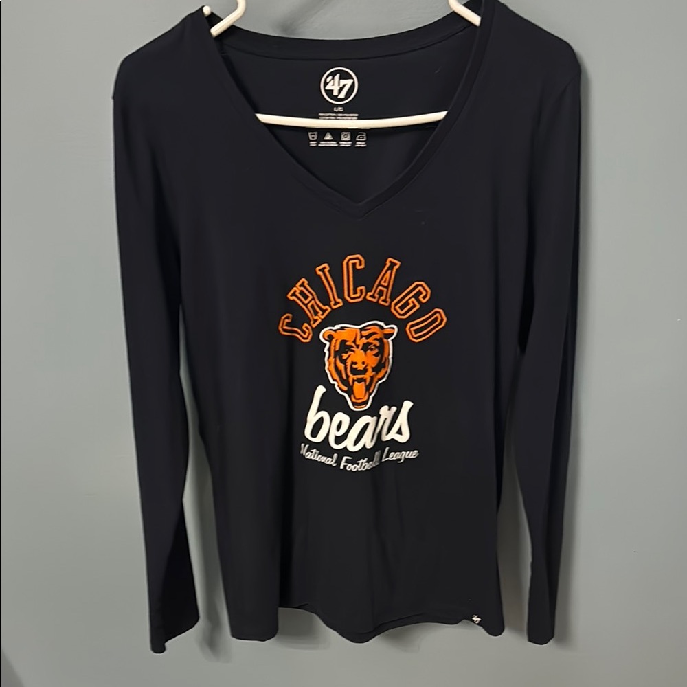 47 Women's Chicago Bears Black V-Neck Top